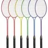 Champion Sports Champion Badminton Tempered Steel Twin-Shaft And Frame Racket, Coated Steel Strings, Set Of 6