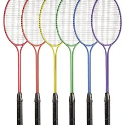 Champion Sports Champion Badminton Tempered Steel Twin-Shaft And Frame Racket, Coated Steel Strings, Set Of 6